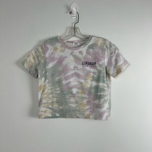 Girl's Ardene 'Kindness' Tie-Dye Cropped Tee XS